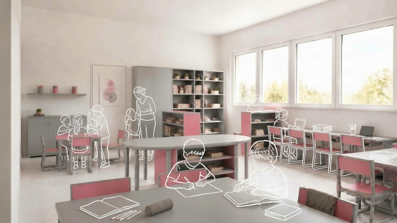 Proposition d'ambiance pour un espace d'apprentissage aménagé