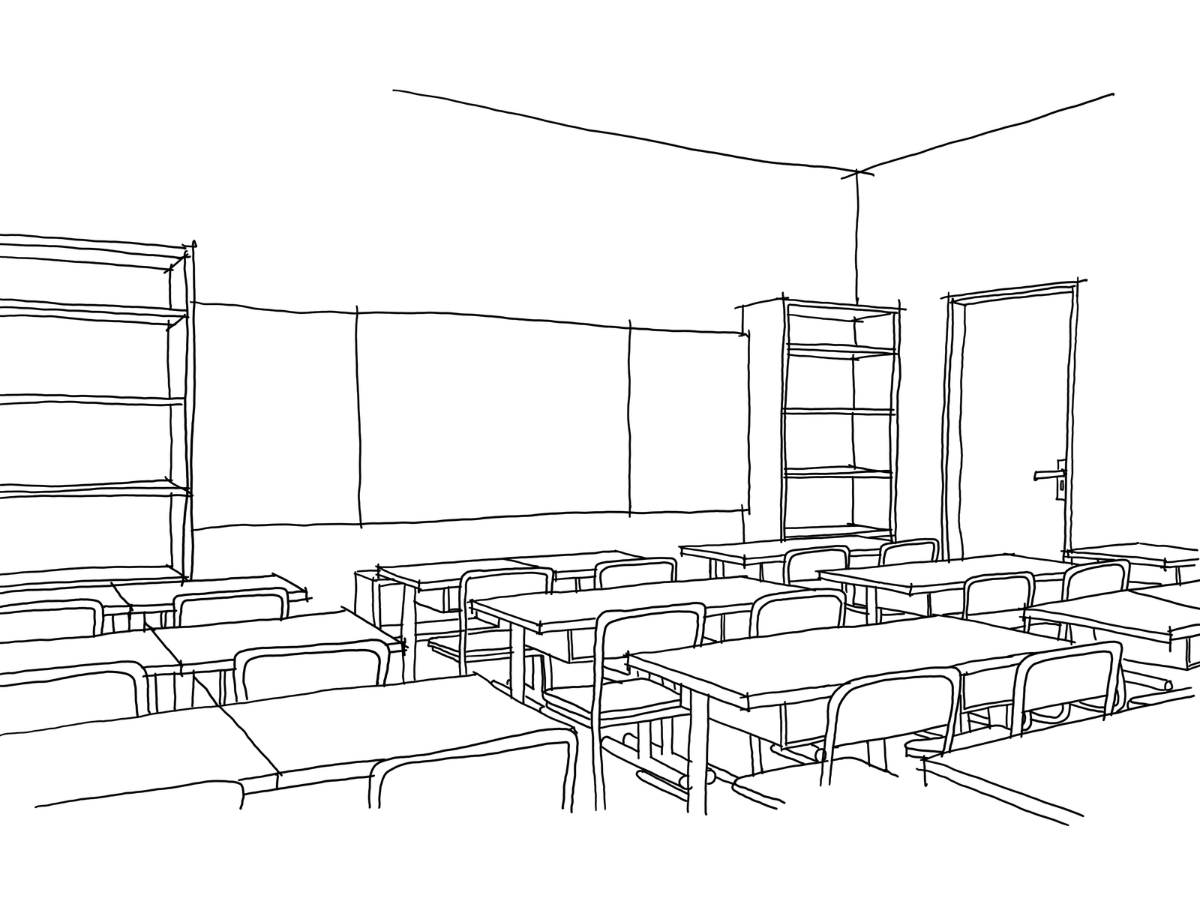Perspective d’un espace scolaire existant à observer